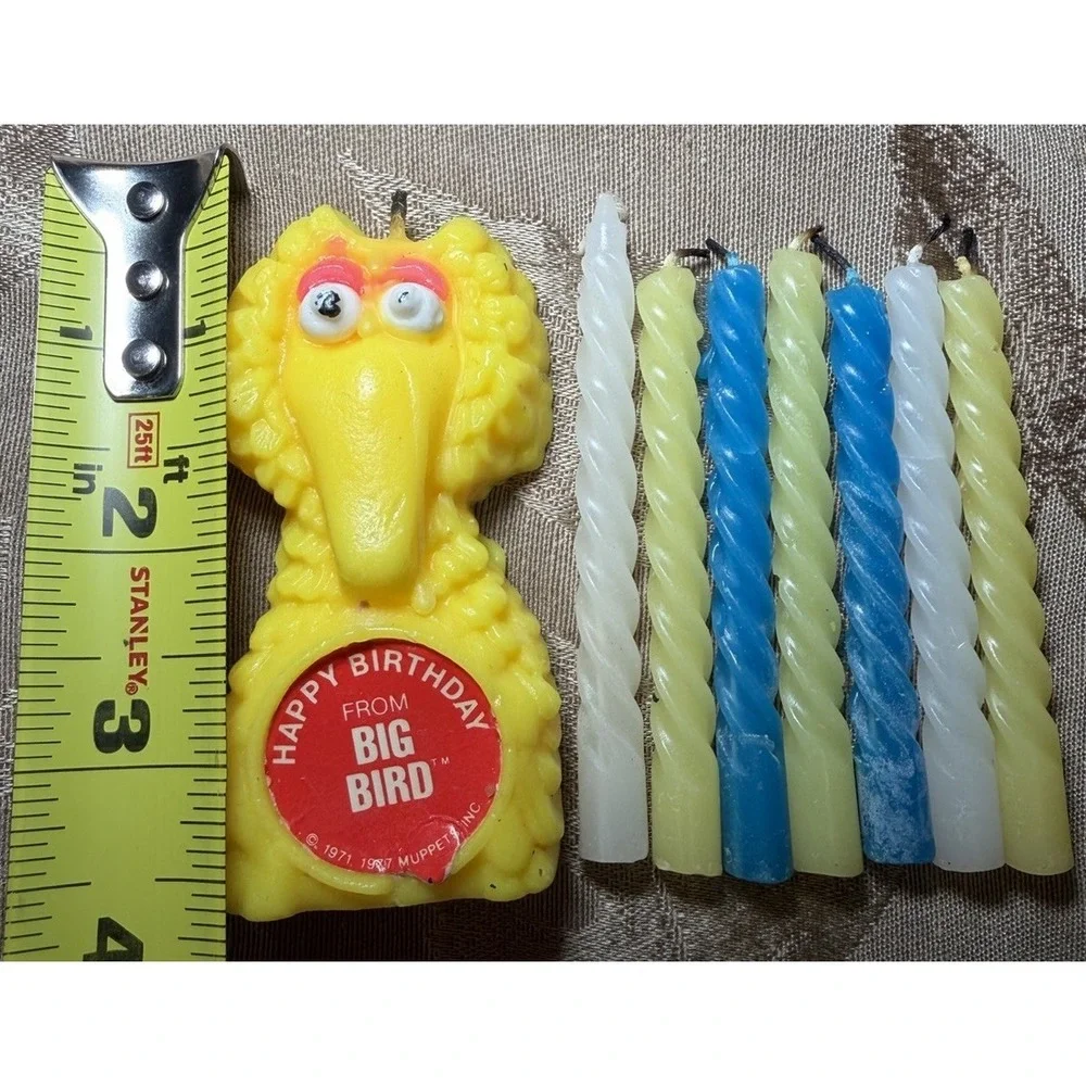 Vintage Muppets Sesame Street Cake Happy Birthday From Big Bird Candle USED